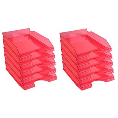 Exacompta Ref. 12354D set med 10 ECOTRAY brevkorgar mått 34,5 x 25,5 x 6,5 cm för A4+ dokument genomskinlig hallonfärg Exacompta Ref. 12354D set med 10 ECOTRAY brevkorgar mått 34,5 x 25,5 x 6,5 cm för A4+ dokument genomskinlig hallonfärg