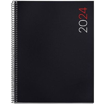 Miquelrius Årlig agenda 2024, Veckovy Vertikal, Pro-storlek 210 x 270 mm (liknande A4), Flexibelt lock polypropen, Spiralbindning, Spanska, Engelska och portugisiska, Svart Miquelrius Årlig agenda 2024, Veckovy Vertikal, Pro-storlek 210 x 270 mm (liknande A4), Flexibelt lock polypropen, Spiralbindning, Spanska, Engelska och portugisiska, Svart