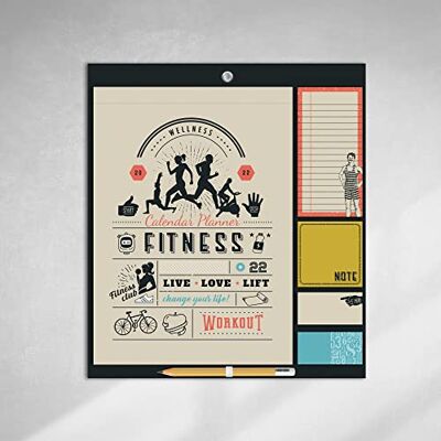 "Imagicom" Kalender Fitness Planner, kalender 2022 12 månader, hängas på väggen/väggen eller två magneter på metallytor. 1 ark klistermärken, 4 innerkort, anteckningsblock och 1 penna. "Imagicom" Kalender Fitness Planner, kalender 2022 12 månader, hängas på väggen/väggen eller två magneter på metallytor. 1 ark klistermärken, 4 innerkort, anteckningsblock och 1 penna.
