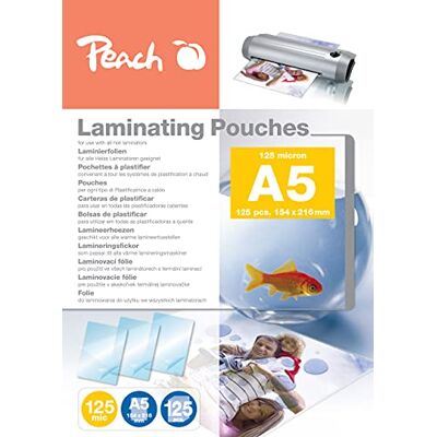 Peach Lamineringsfolier A5 – 125 mic – 125 fickor – glänsande – premiumkvalitet för bästa lamineringsresultat – kompatibla med enheter från alla varumärkestillverkare – PP525-03P Peach Lamineringsfolier A5 – 125 mic – 125 fickor – glänsande – premiumkvalitet för bästa lamineringsresultat – kompatibla med enheter från alla varumärkestillverkare – PP525-03P