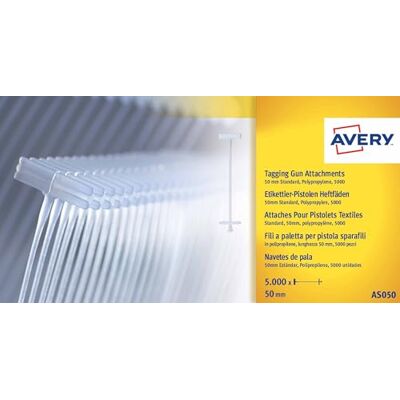 Avery Låda med 5 000 vanliga polypropenfästen 50 mm genomskinliga Avery Låda med 5 000 vanliga polypropenfästen 50 mm genomskinliga