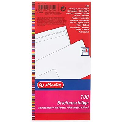 herlitz 4008110764740 DIN Kuvert, Vit, 100 Stycken herlitz 4008110764740 DIN Kuvert, Vit, 100 Stycken