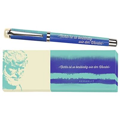 moses . libri_x Heraklit-kulspetspenna, bläckpenna i metall med blå påfyllning, tryckt med citat från Heraklit från Ephesos, i en vacker låda, 1 st (1-pack) moses . libri_x Heraklit-kulspetspenna, bläckpenna i metall med blå påfyllning, tryckt med citat från Heraklit från Ephesos, i en vacker låda, 1 st (1-pack)