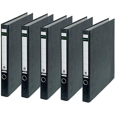 Leitz standardmapp (utan spår, A4, ryggbredd 3,5 cm, tvåringig dragkedjemekanik, papper RC, med molnmarmorerad askering) svart, 5 stycken Leitz standardmapp (utan spår, A4, ryggbredd 3,5 cm, tvåringig dragkedjemekanik, papper RC, med molnmarmorerad askering) svart, 5 stycken