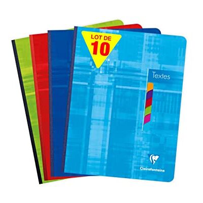 Clairefontaine 9626C Lot de 10 Cahiers de Texte broschyrer Dos Toilé – 17 x 22 cm – 144 sidor Grands Carreaux – Papier Blanc 90 g – Couverture Carte Pelliculée – Couleurs Aléatoires Clairefontaine 9626C Lot de 10 Cahiers de Texte broschyrer Dos Toilé – 17 x 22 cm – 144 sidor Grands Carreaux – Papier Blanc 90 g – Couverture Carte Pelliculée – Couleurs Aléatoires