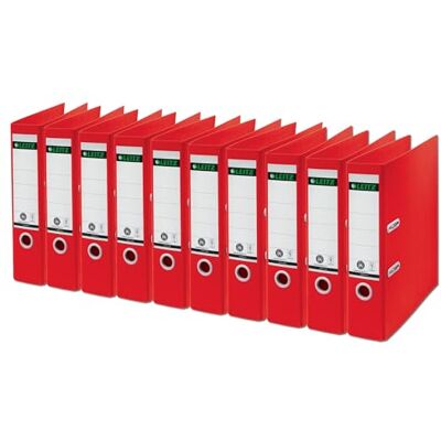 Leitz 100% återvinningsbart och återvinningsbart papperspärm, spakmekanism med 180° öppning, rymmer upp till 600 ark A4, Recycle-sortiment, 80 mm x 320 mm x 285 mm röd Leitz 100% återvinningsbart och återvinningsbart papperspärm, spakmekanism med 180° öppning, rymmer upp till 600 ark A4, Recycle-sortiment, 80 mm x 320 mm x 285 mm röd