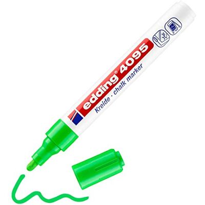 edding 4095 kolmarker – ljusgrön – 1 kolpenna – rund spets 2–3 mm – vattenlöslig penna med medium spets för krittalvor, fönster, glas, speglar – flytande kolmärkpennor för opak täckning edding 4095 kolmarker – ljusgrön – 1 kolpenna – rund spets 2–3 mm – vattenlöslig penna med medium spets för krittalvor, fönster, glas, speglar – flytande kolmärkpennor för opak täckning