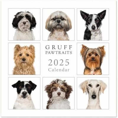 Portico Designs Ltd 2025 Gruff Pawtraits illustrerade hundar fyrkantig kalender Portico Designs Ltd 2025 Gruff Pawtraits illustrerade hundar fyrkantig kalender