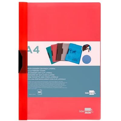 Liderpapel Ledarpapper dokumentationsmapp sidoklämma polypropen din a4 röd genomskinlig 30 ark glidklämma Liderpapel Ledarpapper dokumentationsmapp sidoklämma polypropen din a4 röd genomskinlig 30 ark glidklämma
