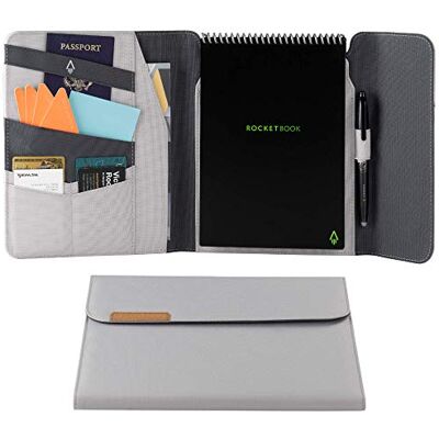 Rocketbook Flip Capsule Folio fodral – 100% återvinningsbart skydd med pennhållare, magnetlås och inre förvaring – grå, brevstorlek (21 cm x 28 cm) (Cap-FLP-L-CIN) Rocketbook Flip Capsule Folio fodral – 100% återvinningsbart skydd med pennhållare, magnetlås och inre förvaring – grå, brevstorlek (21 cm x 28 cm) (Cap-FLP-L-CIN)