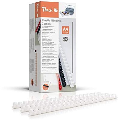 Peach Persika plastbindningsstöd A4 – 14 mm – 125 ark – 100 stycken – vit – PB414-01 Peach Persika plastbindningsstöd A4 – 14 mm – 125 ark – 100 stycken – vit – PB414-01