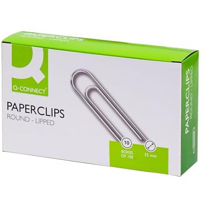 Q-Connect Q-Paperclip 32 mm läpp Pack med 100 Connect Kf01316Q Pack med 10 Q-Connect Q-Paperclip 32 mm läpp Pack med 100 Connect Kf01316Q Pack med 10