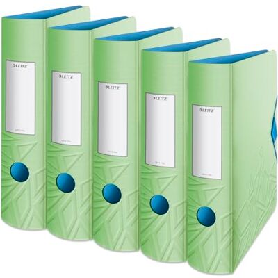Leitz kvalitetspärm 180° Active, 5-pack, A4, bred, rundad rygg, 8,2 cm bred, gummibandslås, lätt polyfoam, plastmapp, Urban Chic-serien, ljusgrön, 1160050 Leitz kvalitetspärm 180° Active, 5-pack, A4, bred, rundad rygg, 8,2 cm bred, gummibandslås, lätt polyfoam, plastmapp, Urban Chic-serien, ljusgrön, 1160050