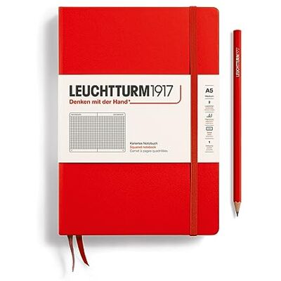 LEUCHTTURM1917 Notes Medium w kratke czerwony 312564 LEUCHTTURM1917 Notes Medium w kratke czerwony 312564