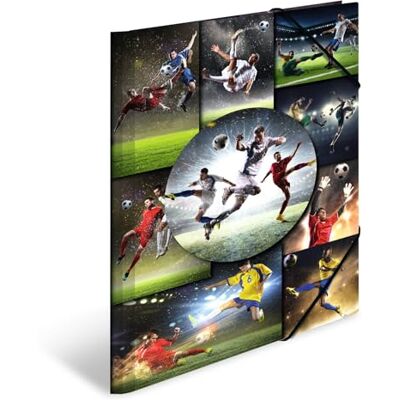 HERMA 19299 A3 Sport Fotboll, uppsättning av 3, stabil kartong, organisationsmapp med tryckta innerfack och elastiskt band, dokumentmapp för barn, pojkar och flickor HERMA 19299 A3 Sport Fotboll, uppsättning av 3, stabil kartong, organisationsmapp med tryckta innerfack och elastiskt band, dokumentmapp för barn, pojkar och flickor
