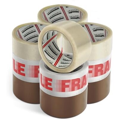Merrimen rullar förpackningstejp för paketlådor. Slitstark, säker tejp för långsiktig förvaring (48 mm x 66 m) (12 rullar, blandade) Merrimen rullar förpackningstejp för paketlådor. Slitstark, säker tejp för långsiktig förvaring (48 mm x 66 m) (12 rullar, blandade)