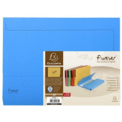 Exacompta Ref 46972E Förpackning med 10 Forever® 290 g/m² 32 mm fickmappar med kil 100% återvunna och Blue Angel-certifierade storlek 24 x 32 cm ljusblå färg Exacompta Ref 46972E Förpackning med 10 Forever® 290 g/m² 32 mm fickmappar med kil 100% återvunna och Blue Angel-certifierade storlek 24 x 32 cm ljusblå färg