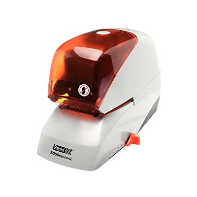 Rapid elektrisk platt häftapparat, 50 ark, plast, metall, elektronik, kassettbyte, inkl. en kassett med 5000 häftklamrar, 5050e, silver/orange, 20993214 Rapid elektrisk platt häftapparat, 50 ark, plast, metall, elektronik, kassettbyte, inkl. en kassett med 5000 häftklamrar, 5050e, silver/orange, 20993214