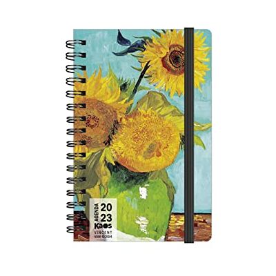 KAOS Veckodagbok 2023 Med Spiral 12 Månader Med Planner Ficka 9x14cm För Resor Hem Kontor University Kartongomslag, Platt Resår, Bokmärke Van Gogh Solrosor KAOS Veckodagbok 2023 Med Spiral 12 Månader Med Planner Ficka 9x14cm För Resor Hem Kontor University Kartongomslag, Platt Resår, Bokmärke Van Gogh Solrosor