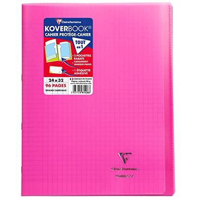 Clairefontaine 981408C – skolhäftapparat/anteckningsbok DIN A4 24 x 32 cm 48 ark 90 g, fransk linjatur, omslag av transparent polypropen, robust, häftad, rosa, 1 st Clairefontaine 981408C – skolhäftapparat/anteckningsbok DIN A4 24 x 32 cm 48 ark 90 g, fransk linjatur, omslag av transparent polypropen, robust, häftad, rosa, 1 st