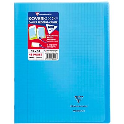 Clairefontaine 984402C en uppsättning med 10 blå Koverbook häftade anteckningsböcker 24 x 32 cm 48 sidor med stora rutor 90 g vitt papper Polypro-omslag Clairefontaine 984402C en uppsättning med 10 blå Koverbook häftade anteckningsböcker 24 x 32 cm 48 sidor med stora rutor 90 g vitt papper Polypro-omslag