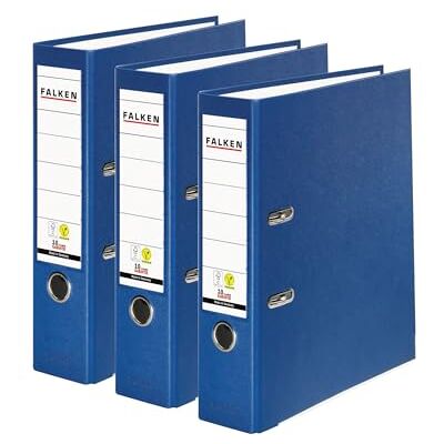 FALKEN Original Pack med 3 färgmappar i polypropen, tillverkad i Tyskland, 8 cm bred, DIN A4, blå, vegansk plastmapp, ringpärmar, brevmapp, kontorsmapp, plastmapp, slitsad mapp FALKEN Original Pack med 3 färgmappar i polypropen, tillverkad i Tyskland, 8 cm bred, DIN A4, blå, vegansk plastmapp, ringpärmar, brevmapp, kontorsmapp, plastmapp, slitsad mapp