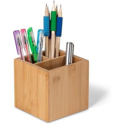 OSCO Bambu fyrkantig pennkruka med 3 fack Pennhållare i trä för skrivbord snyggt skrivbord Kontorsarrangör Sminkförvaring Sminkdisplay H 10 x B 10,5 x D 10,5 cm OSCO Bambu fyrkantig pennkruka med 3 fack Pennhållare i trä för skrivbord snyggt skrivbord Kontorsarrangör Sminkförvaring Sminkdisplay H 10 x B 10,5 x D 10,5 cm