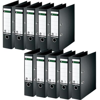 Leitz kvalitetspärm 180°, 10-pack, A4, 8 cm ryggbredd, specialpapperslaminering i linneprägling, blå ängel, svart, 10070095 Leitz kvalitetspärm 180°, 10-pack, A4, 8 cm ryggbredd, specialpapperslaminering i linneprägling, blå ängel, svart, 10070095