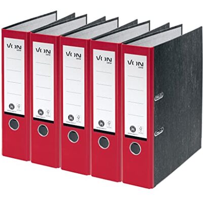 Leitz Från A4-mapp 100% återvunnen kartong, 80 mm ryggbredd, för 600 ark, marmorerad, blå ängel & FSC-certifierad, för skola, studier och hushåll, från , röd, 5 stycken, 10531025 Leitz Från A4-mapp 100% återvunnen kartong, 80 mm ryggbredd, för 600 ark, marmorerad, blå ängel & FSC-certifierad, för skola, studier och hushåll, från , röd, 5 stycken, 10531025