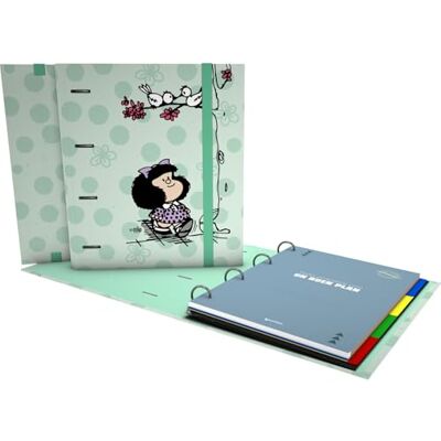 Grafoplás Grafoplas Carpesan A4-ringar Mafalda Kiss med påfyllning + avdelare + planerare + klistermärken + genomskinligt kuvert, anteckningsbok, perfekt för studenter Grafoplás Grafoplas Carpesan A4-ringar Mafalda Kiss med påfyllning + avdelare + planerare + klistermärken + genomskinligt kuvert, anteckningsbok, perfekt för studenter