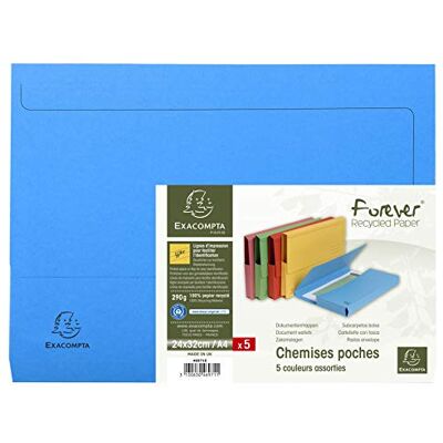 Exacompta 46971E förpackning med 5 dokumentmappar Forever (låshylsa, återvinningskartong, 290 g, DIN A4) 1 pack, färgsorterad Exacompta 46971E förpackning med 5 dokumentmappar Forever (låshylsa, återvinningskartong, 290 g, DIN A4) 1 pack, färgsorterad