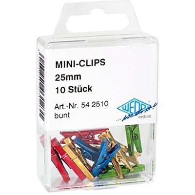 WEDO 542510 klämma miniclip plast (i genomskinlig låda, 25 mm) 10 styck, färgsorterad WEDO 542510 klämma miniclip plast (i genomskinlig låda, 25 mm) 10 styck, färgsorterad