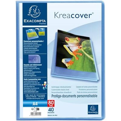 Exacompta Ref. 5742E kartong med 10 Kreacover Chromaline dokumentskydd 40 släta kristallfickor 80 vyer för A4 dim 24 x 32 cm halvstyvt polyproomslag blå Exacompta Ref. 5742E kartong med 10 Kreacover Chromaline dokumentskydd 40 släta kristallfickor 80 vyer för A4 dim 24 x 32 cm halvstyvt polyproomslag blå