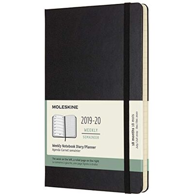 Moleskine Agenda 18 mois semainier 2019 -20 grand format noir rigide Moleskine Agenda 18 mois semainier 2019 -20 grand format noir rigide