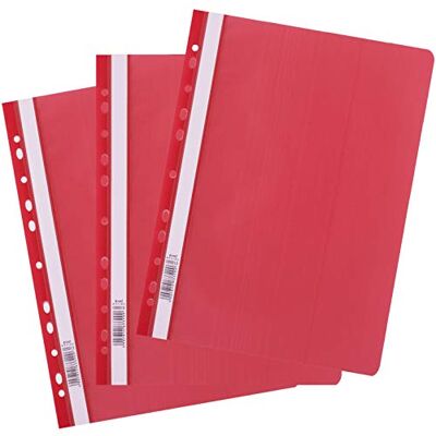 D.RECT 25 stycken A4 lösbladsbindemedel med perforering av plast med transparent framlock mapp av plast av PP-folie perforerad – röd hål D.RECT 25 stycken A4 lösbladsbindemedel med perforering av plast med transparent framlock mapp av plast av PP-folie perforerad – röd hål