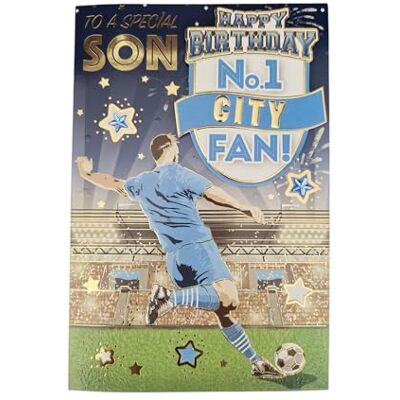 Sensations / Xpress Yourself Express Yourself" födelsedagskort för No.1 City Son Inkluderar kuvert fotbollsfankt födelsedagskort för son Sensations / Xpress Yourself Express Yourself" födelsedagskort för No.1 City Son Inkluderar kuvert fotbollsfankt födelsedagskort för son