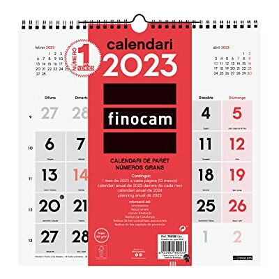 Finocam Kalender 2023 Neutral Vägg Stora siffror Januari 2023 December 2023 (12 månader) katalanska Finocam Kalender 2023 Neutral Vägg Stora siffror Januari 2023 December 2023 (12 månader) katalanska