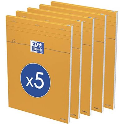 Oxford Collegeblock, kariert, stor fransk linje, 160 sidor, A4, orange, 5 stycken Oxford Collegeblock, kariert, stor fransk linje, 160 sidor, A4, orange, 5 stycken