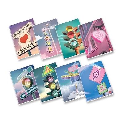 Pigna , Maxi-anteckningsbok Heart Signals, format A4 21x29,7 cm, 80 sidor + omslag, papper 80 g/m², insida 0Q, rutmönster 5 mm med marginaler, olika omslag, 10 st. Pigna , Maxi-anteckningsbok Heart Signals, format A4 21x29,7 cm, 80 sidor + omslag, papper 80 g/m², insida 0Q, rutmönster 5 mm med marginaler, olika omslag, 10 st.