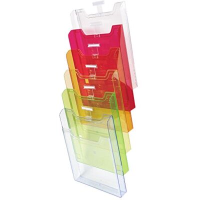 Exacompta vägglitteraturhållare, 155 x 239 x 665 mm, A4 vertikal, 6 fack Harlequin Translucent Exacompta vägglitteraturhållare, 155 x 239 x 665 mm, A4 vertikal, 6 fack Harlequin Translucent