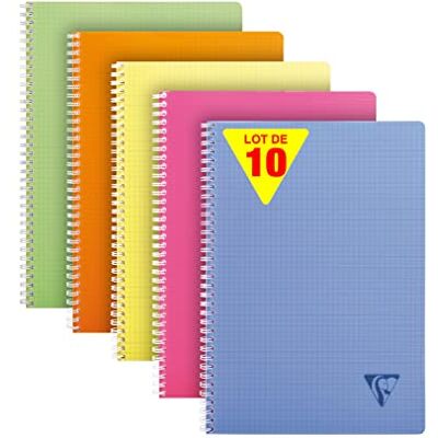 Clairefontaine 328125C LiniColour Fresh Collection set med 10 spiralanteckningsböcker – A4 21 x 29,7 cm – 100 små kvadratsidor – vitt papper 90 g – transparent polypro-fodral – slumpmässiga färger Clairefontaine 328125C LiniColour Fresh Collection set med 10 spiralanteckningsböcker – A4 21 x 29,7 cm – 100 små kvadratsidor – vitt papper 90 g – transparent polypro-fodral – slumpmässiga färger