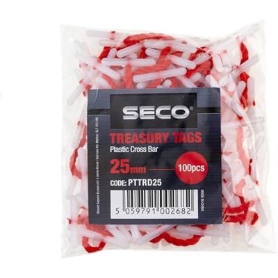 SECO plast Cross Bar Treasury taggar, 25 mm förpackning med 100 – röd SECO plast Cross Bar Treasury taggar, 25 mm förpackning med 100 – röd