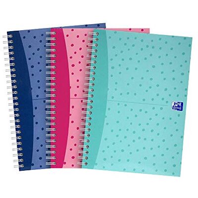 Oxford A5 anteckningsbok, trådbunden, fodrad, 200 sidor, blandade färger, tvåpack Oxford A5 anteckningsbok, trådbunden, fodrad, 200 sidor, blandade färger, tvåpack