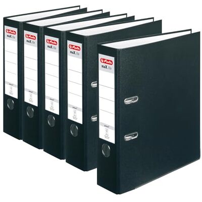 herlitz Mapp A4, maX.file protect, 8 cm bred, svart, 5 stycken, maximal kvalitet herlitz Mapp A4, maX.file protect, 8 cm bred, svart, 5 stycken, maximal kvalitet