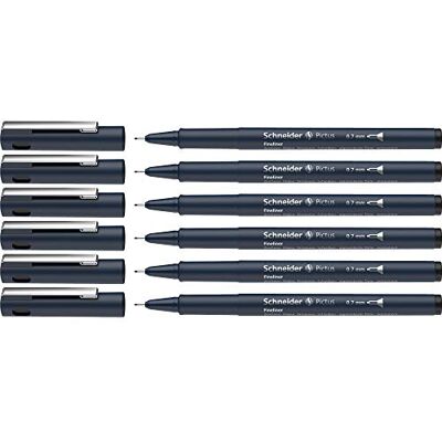 Schneider Pictus Fineliner (linjebredd 0,7 mm, dokumentäkta pigmentliner, metallmonterad spets, hölje av 85% återvunnen plast) 6-pack, svart Schneider Pictus Fineliner (linjebredd 0,7 mm, dokumentäkta pigmentliner, metallmonterad spets, hölje av 85% återvunnen plast) 6-pack, svart