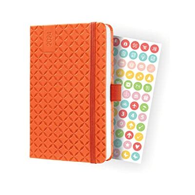 Sigel J4118 veckokalender Jolie 2024, ca A6, orange, inbundet lock, gummiband, pennögla, fickficka, 174 sidor, tillverkat av hållbart papper, mötesplanerare Sigel J4118 veckokalender Jolie 2024, ca A6, orange, inbundet lock, gummiband, pennögla, fickficka, 174 sidor, tillverkat av hållbart papper, mötesplanerare