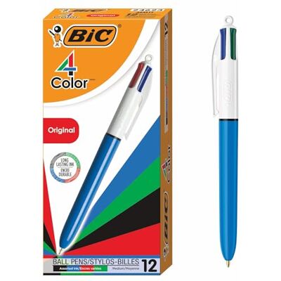 BIC , 12 stycken (paket med 1), MM11 4-färgs kulspetspenna, medelpunkt (1,0 mm), blandade bläck, 12-räkningar, röd BIC , 12 stycken (paket med 1), MM11 4-färgs kulspetspenna, medelpunkt (1,0 mm), blandade bläck, 12-räkningar, röd