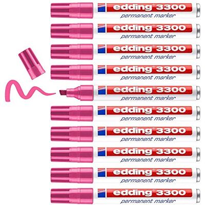 edding 3300 – 09 – låda med 10 permanentmarkör, kilspets, sticktjocklek 1–5 mm, rosa edding 3300 – 09 – låda med 10 permanentmarkör, kilspets, sticktjocklek 1–5 mm, rosa
