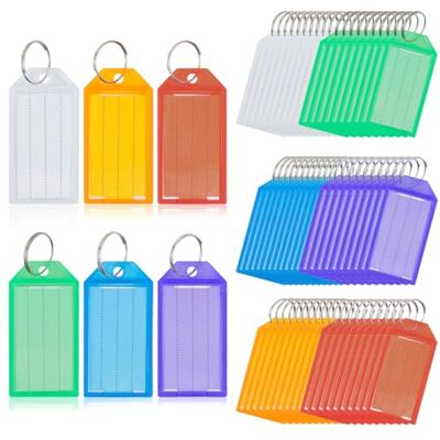 AiQInu 60 st plastnyckelringar för att skriva med nyckelringar, ID-nycklar taggar, nyckeltaggar skrivbar, för bagage märkning av nycklar resväskor husdjur, kontor, 6 färger AiQInu 60 st plastnyckelringar för att skriva med nyckelringar, ID-nycklar taggar, nyckeltaggar skrivbar, för bagage märkning av nycklar resväskor husdjur, kontor, 6 färger