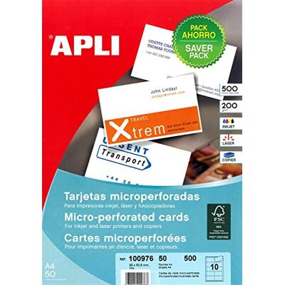 APLI 100976 500 visitkort, 90 mm x 50,8 mm, 200 g, vit APLI 100976 500 visitkort, 90 mm x 50,8 mm, 200 g, vit